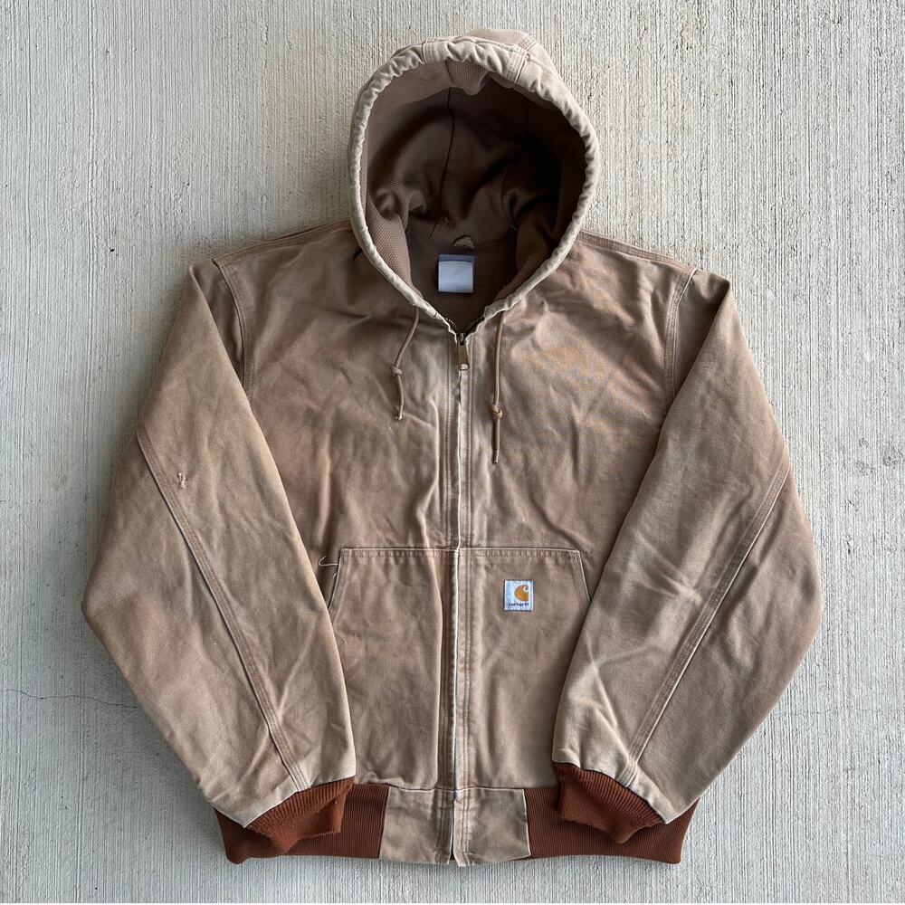 Carhartt brown hooded work wear jacket